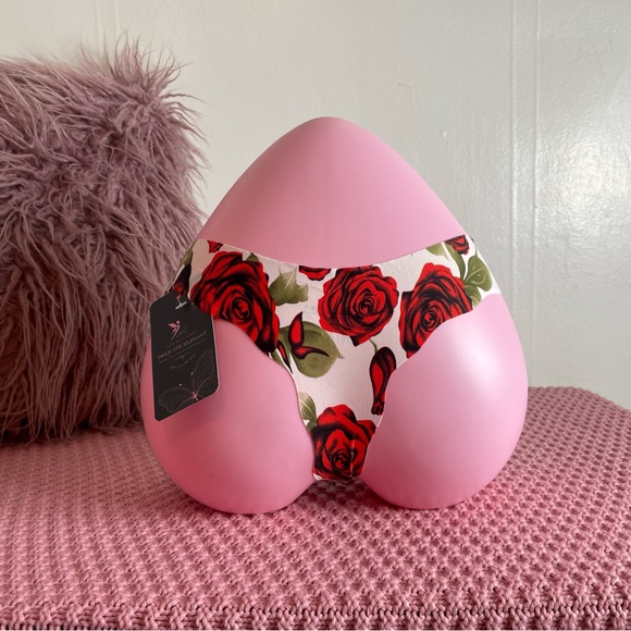 🌹 NWT Medium seamless comfy panties lingerie underwear thong red floral flower - Picture 4 of 5